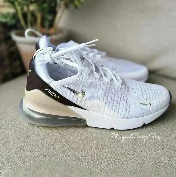 Women's Nike Air Max 270 Brown Tan Sneakers made with Swarovski Crystals Custom - Picture 8 of 8